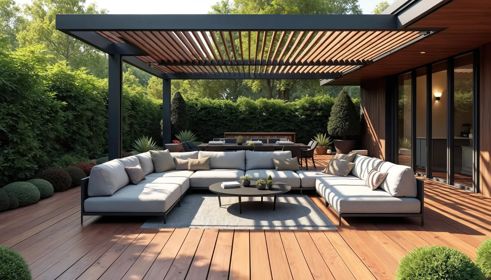 Terrasse bois et aménagement extérieur réalisés par Blackwood Deck dans le Pays d'Aix-en-Provence